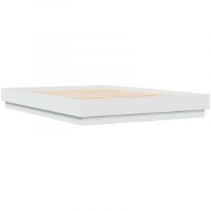 VidaXL Cadre de Lit, Sommier &agrave; Lattes, Lit Double, Lit Adulte de Chambre &agrave; Coucher Int&eacute;rieur, Moderne, Blanc 160x200 cm Bois d'Ing&eacute;nierie