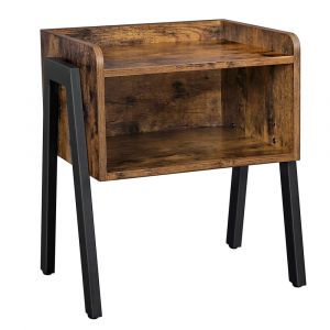 Table De Chevet Avec Compartiment De Rangement Ouvert, 42 X 35 X 52 Cm, Pieds En Acier