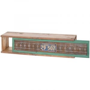 D&eacute;coshop26 &Eacute;tag&egrave;re murale &eacute;tag&egrave;re suspendue en bois massif de pin style vintage patchwork 65 x 16 x 13 cm 040006787