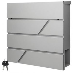 Bo&icirc;te aux lettres murale gris clair avec 2 cl&eacute;s compartiment &agrave; journaux postale