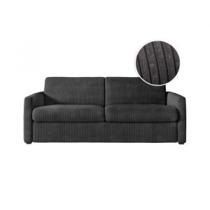 Loungitude Canapé convertible 160x200cm en velours côtelé - Gris foncé