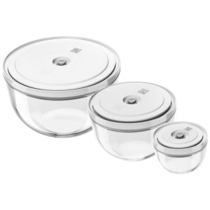 Zwilling Fresh & Save BOWLS Set de bols sous vide S/M/L / 6-pcs, Verre, transparent-blanc