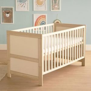 Roba Lit Bébé Évolutif 70x140 - Momo - Convertible En Lit Junior - Hauteur Réglable - Cachemire - Chêne Tristan