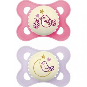 Image de Mam Original Pure Noche Chupete Silicona Rosa/Morado 2-6M 2 uds