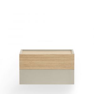 Table de chevet murale 2 tiroirs en bois beige
