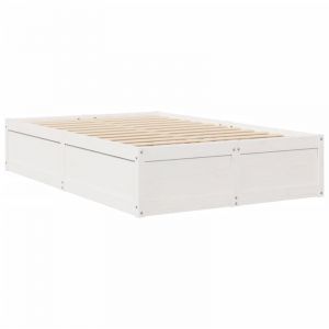 VidaXL Cadre de lit Blanc 120x190 cm Bois de pin massif, meuble de chambre à coucher, sommier, lit en bois, lit, lit double