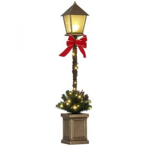 Outsunny Lampadaire de Noël LED H.1,2 m style réverbère - décoration incluse - aspect bronze antique