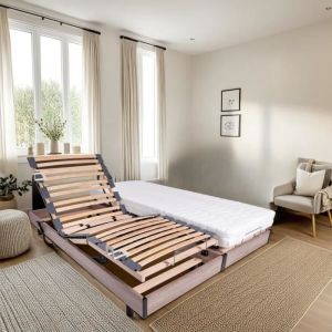 Ensemble relaxation matelas + sommiers électriques 2x90x200 - mousse - ferme - talca fabrication française