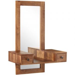 VidaXL Miroir cosmétique avec 2 tiroirs Bois solide de Sesham