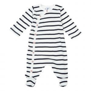 Image de Petit Bateau A0211 Chemise de Nuit, Blanc/Bleu, 1 Mois Mixte bébé