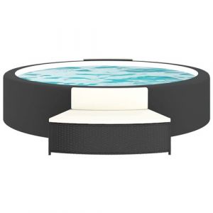 VidaXL Bancs de spa avec coussins 2 pcs noir r&eacute;sine tress&eacute;e