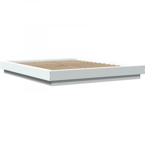 VidaXL Cadre de lit blanc 160x200 cm bois d'ing&eacute;nierie, meuble de chambre &agrave; coucher, sommier, lit de palette, lit, lit double, lit &agrave; panneaux