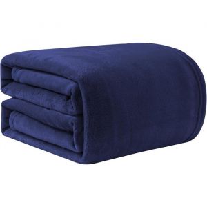 Couverture Polaire - 230x270cm - en Flanelle - Marine - Couverture Chaude et Douce pour Lit Canapé - Confortable et Tendance