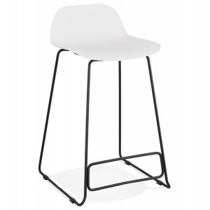 Image de Alter Ego Tabouret snack mi-hauteur 'BABYLOS MINI' blanc avec pieds en métal noir