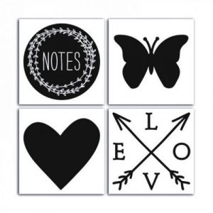 Toga 4 stickers ardoise Lovely Flowers 10 cm x 10 cm