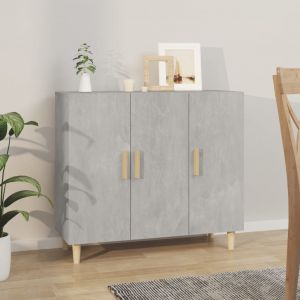 VidaXL Buffet Gris béton 90x34x80 cm Bois d'ingénierie Gris