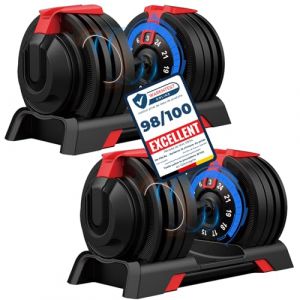 DH FitLife Haltères Réglables de 3 à 24 KG avec 12 Niveaux de Poids, Haltères Courts Ajustables, Poids Variables 12 en 1, Lot de 2