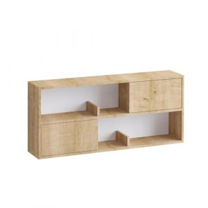Calicosy Etagère suspendue 2 portes 2 niches ouvertes L120 cm - Marron