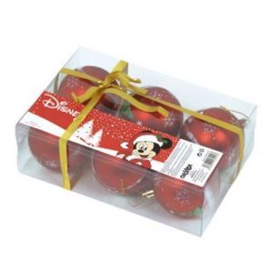 Arditex WD13421 Lot de 6 Boules de Sapin de Noël Ø 8 cm Disney-Mickey