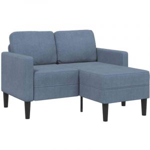 VidaXL Canapé 2 places avec méridienne en l bleu 125 cm Lin