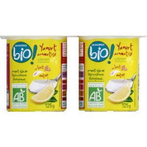 Monoprix Bio Yaourts aromatis&eacute;s citron au lait entier bio - Les 4 pots de 125g