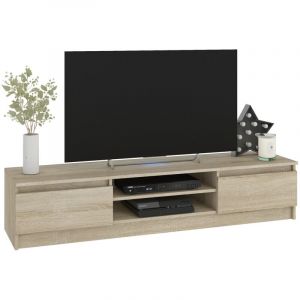 Ensemble mobiler pour le salon Akord presentoir + meuble tv Chêne Sonoma 240 cm 4 portes façade Chêne Sonoma 8 étagères 240x40x140 cm