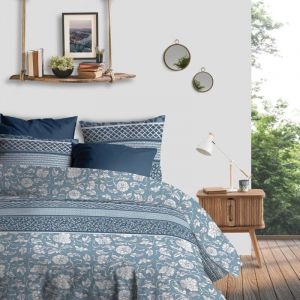 Image de Housse de couette 240x220 Debby + 2 taies coton bio 57 fils