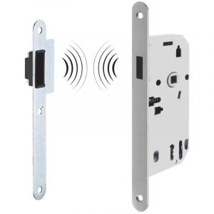 THIRARD Serrure magn&eacute;tique encastrable pour porte int&eacute;rieure, axe 50mm, bouts ronds, fer satin&eacute;