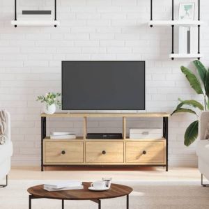VidaXL Meuble TV chêne sonoma 102x33x45 cm bois d'ingénierie et fer 831789