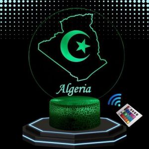 Lampe de Chevet 3D LED - Algérie - Veilleuse Tactile - 16 Couleurs - Télécommande - Ambiance Unique