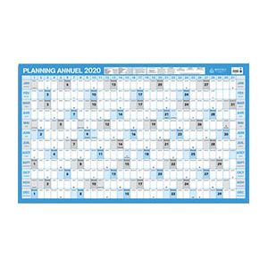 CBG Planning annuel 2020 - effaçable à sec - grille de 12 mois - 60 x 99 cm