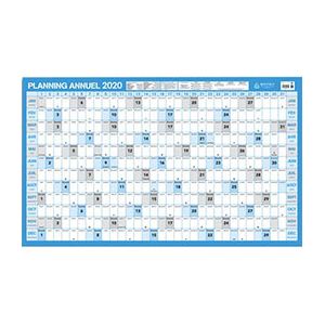 Image de CBG Planning annuel 2020 - effaçable à sec - grille de 12 mois - 60 x 99 cm