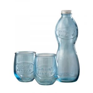 Image de Coffret Bouteille & 2 Verres "Natural Water" 26cm Bleu Prix