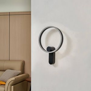 LED Applique Murale &agrave; intensit&eacute; variable 'Yekta' en m&eacute;tal pour salon & salle &agrave; manger - noir