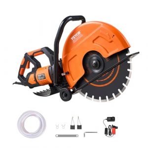 VEVOR Scie à béton électrique, 406 mm, scie circulaire puissance élevée 2800 W profondeur de coupe 152 mm scie à disque humide/sec avec conduite d'eau, pompe à eau, lame, pour la pierre et la brique