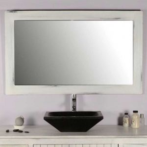 Saniteck - Ensemble meuble vasque et miroir salle de bain en bois teck blanc naturel 140 cm Taille - Meuble+miroir+ vasque
