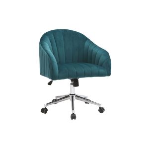 Miliboo Fauteuil de bureau velours bleu p&eacute;trole ROMI