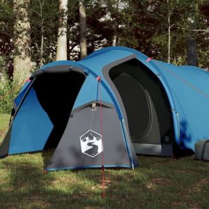 VidaXL Tente de camping 3 personnes bleu 370x185x116 cm taffetas 185T