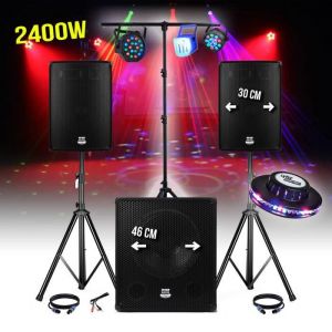 Image de Bm sonic Pack sono 2400W BMS1812 + pied + jeux de lumi&egrave;re Montana + Aydene + Ovni