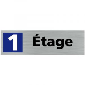 Signaletique.biz France - Pictogramme etage 1 (Q0318). Signalisation Porte - 170 x 50 mm - Autocollant souple ou plaque alu bross&eacute; 2mm. - Plaque