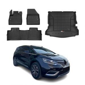 Omac Kit Tapis de Sol et Coffre pour Renault Espace 2015-2022 TPE Noir