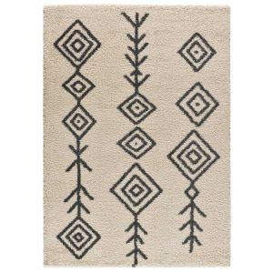 Tapis shaggy de style ethnique, blanc, 80x150 cm