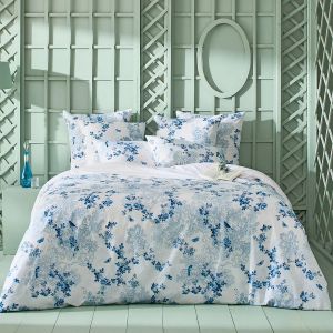 Garnier Thiebaut Housse de couette percale de coton 80 fils/cm² bleu 260x240 cm