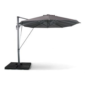 Alice's Garden Parasol déporté ovale, double, 2x4m – Ciotat – Gris – Parasol à mât déporté, grande taille, orientable et manivelle d’ouverture