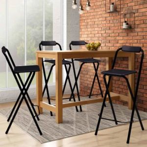 Idmarket Lot de 4 tabourets de bar pliants delson noirs