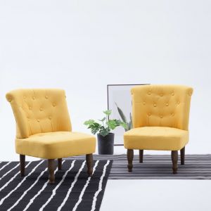 Image de VidaXL Chaise française Jaune Tissu