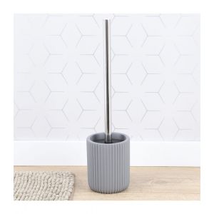 Image de Tendance Brosse wc avec support en résine striée Gris mat - Gris