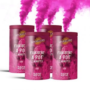 Fumigène en Pot 2 MINUTES couleur Rose - Lot de 4 - Allumage à mèche, durée 120 secondes,