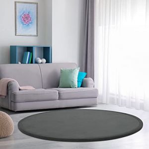 Paco Home - Tapis Chambre Enfant Bebe Fille Garcon Moelleux Antidérapant Moderne Anthracite, 160 cm rond