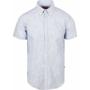 Suitable Short Sleeves Chemise Cotton Slub Rayé Bleu taille M